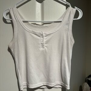 White Sleeveless Ribbed Top